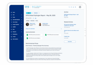 Snapshot of a OPIS's Europe Hydrogen Market Report showing hydrogen pricing intelligence for the Netherlands.